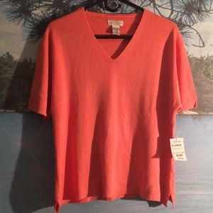 Beautiful coral sweater too by Yarnworks
